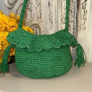 Rhode collaborated with Target Green Raffia Woven Tassel Shoulder Bag